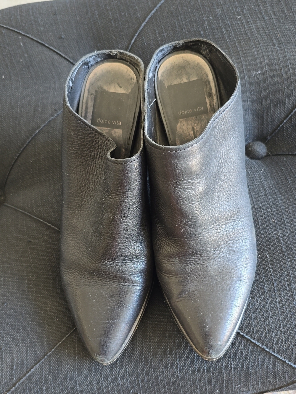 Dolce Vida Leather Pointed-Toe Mule Booties in Black Size 7.5